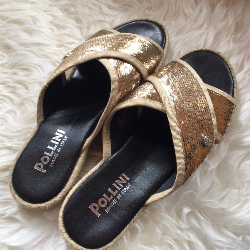 Pollini Sequinned Slides Sandals